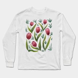 Tulip Garden Magenta and Cream Long Sleeve T-Shirt